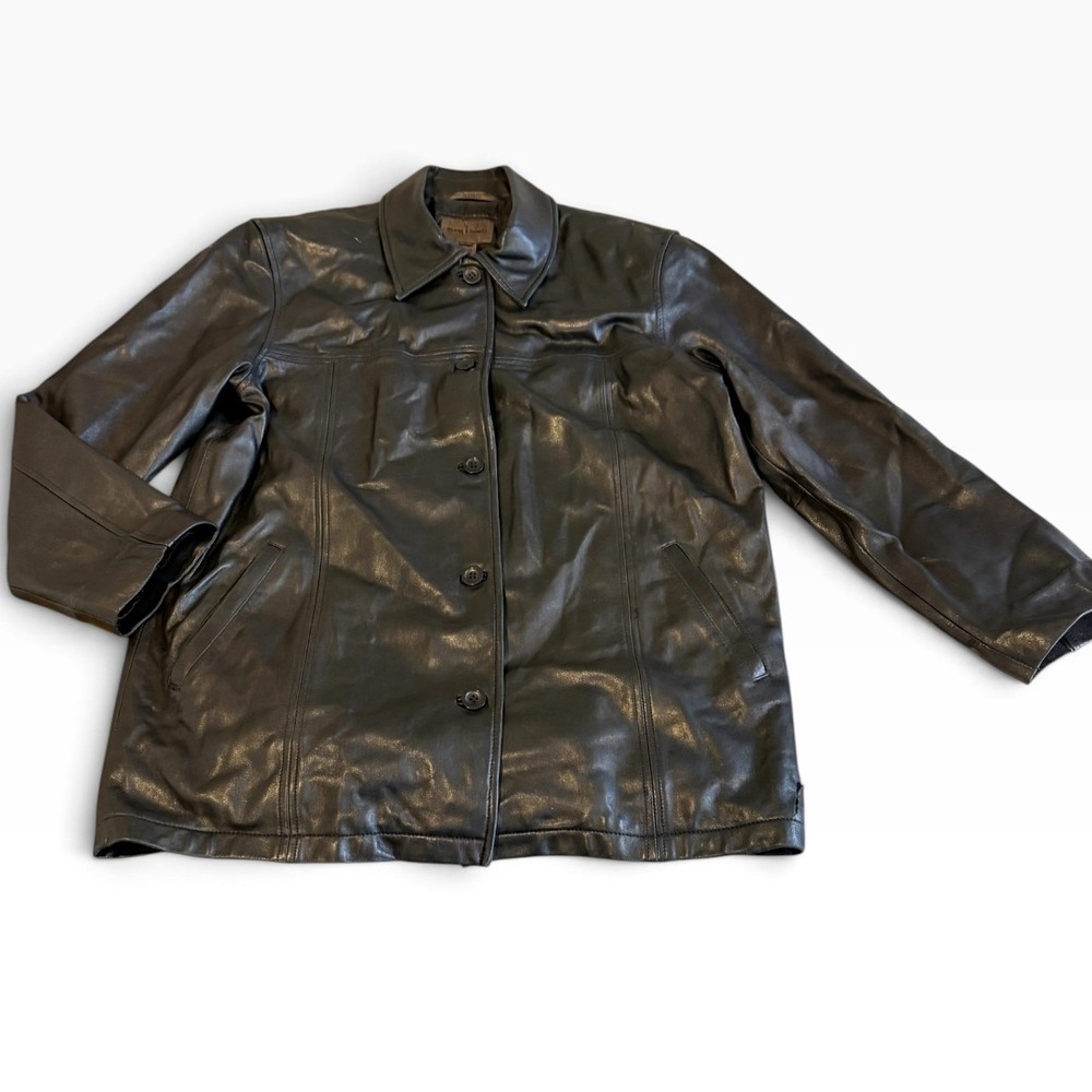VTG Brandon Thomas Mens Black Leather Button Front Jacket Sz XL #336N